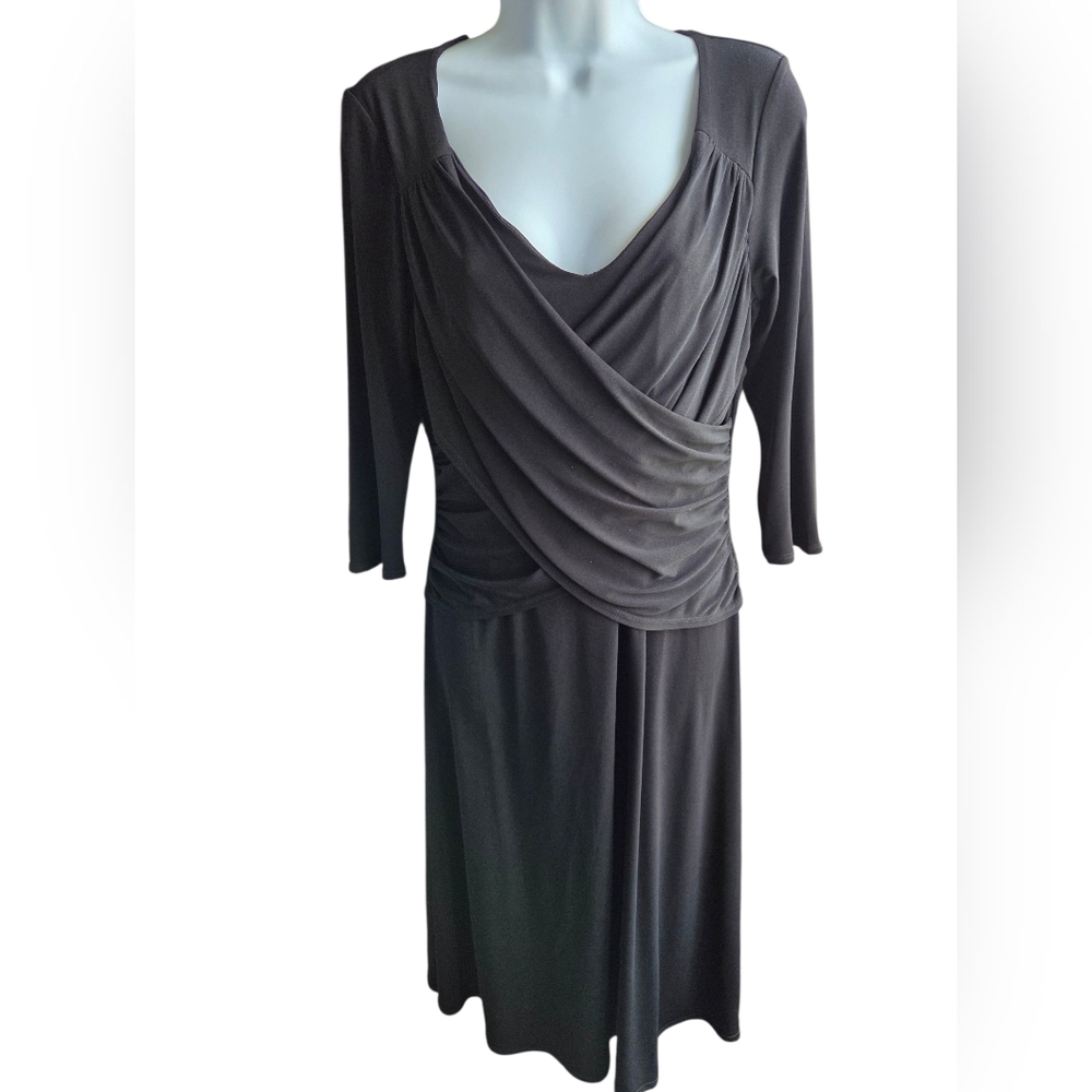 NWT B-Slim NY Collection Black 3/4 Sleeve A-line Dress Size S
